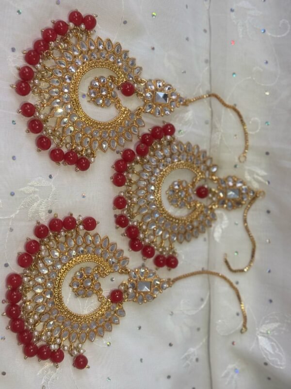 Indian Kundan earrings and headpiece set