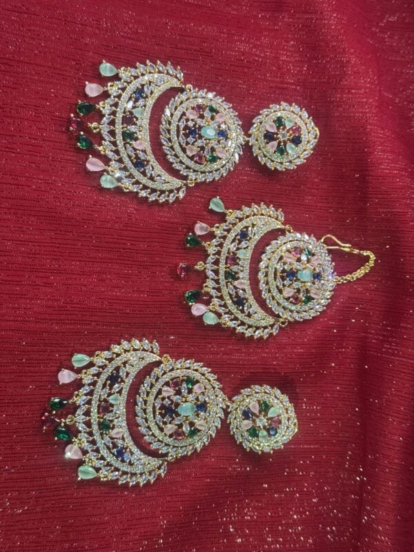 Multicoloured earrings and headpiece set - Image 2