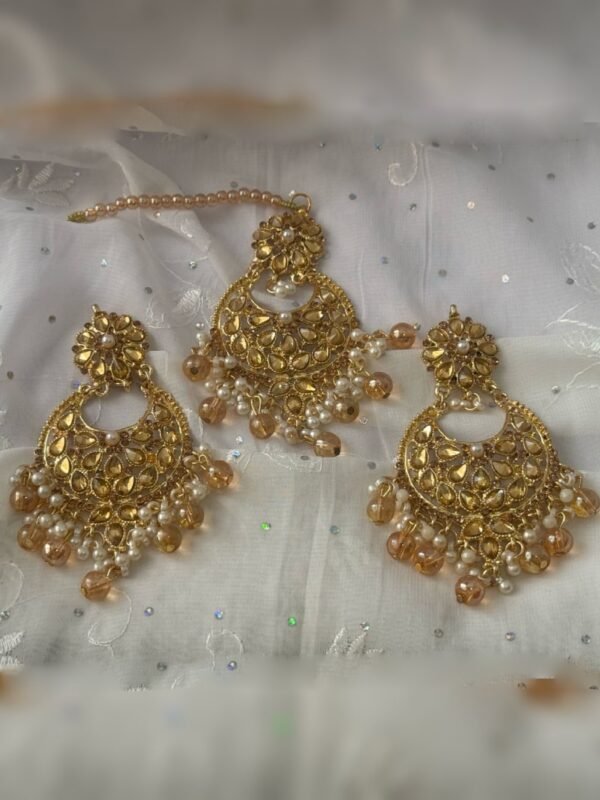 Pearl earrings with headpiece set