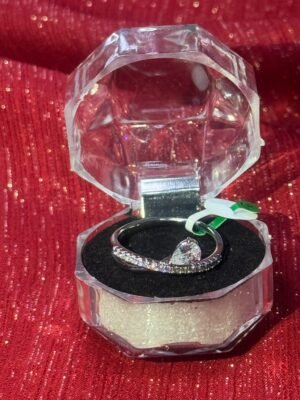 Pakistani Pear-Shaped Silver Sparkle Ring