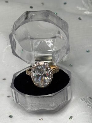 Pakistani Rose Gold Oval Halo Ring